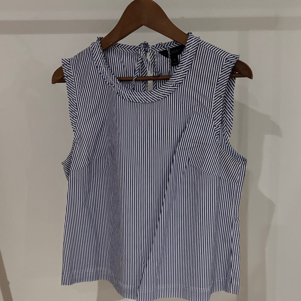 J. Crew Navy and White Striped Blouse